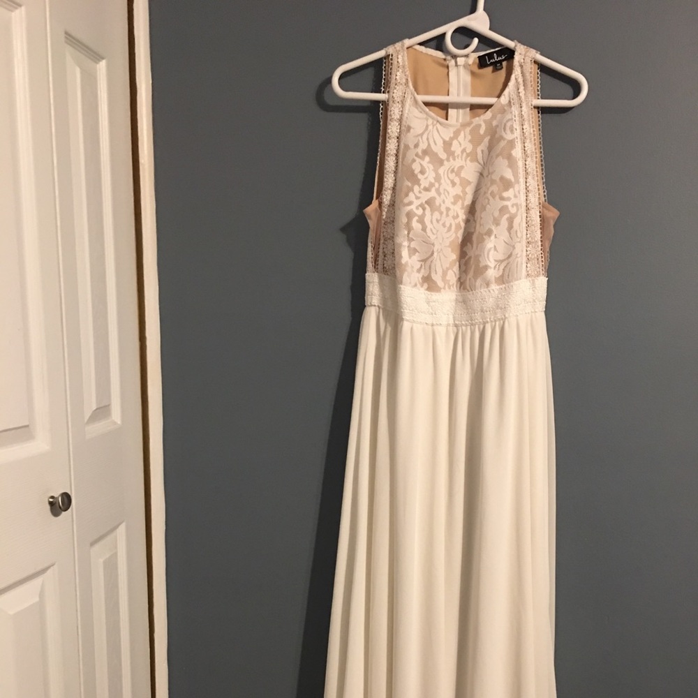 Lulus Forever and Always White Lace Maxi Dress